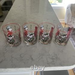 Rare Georges Briard Uncle Mistletoe Double Old Fashioned Whiskey Glasses Set 4