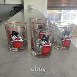 Rare Georges Briard Uncle Mistletoe Double Old Fashioned Whiskey Glasses Set 4