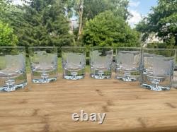 Rare Glasstudio Borowski Hand-Engraved Double Old Fashioned Glasses Set of 6