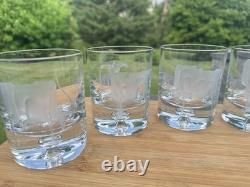 Rare Glasstudio Borowski Hand-Engraved Double Old Fashioned Glasses Set of 6
