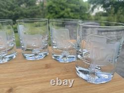 Rare Glasstudio Borowski Hand-Engraved Double Old Fashioned Glasses Set of 6