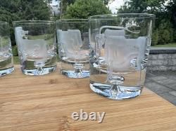 Rare Glasstudio Borowski Hand-Engraved Double Old Fashioned Glasses Set of 6