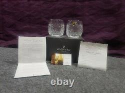 Rare Pair Waterford Crystal Seahorse Double Old Fashioned Glasses In Box