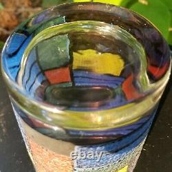 Rare Stained Glass Old Fashioned Glasses Mid Century Modern Rocks Vintage Set 6