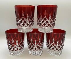 Red Cut to Clear Double Old Fashioned Glasses Set of 5 Will Work withLismore