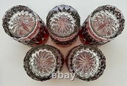 Red Cut to Clear Double Old Fashioned Glasses Set of 5 Will Work withLismore