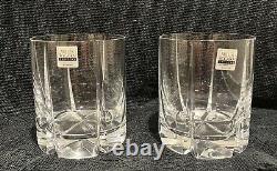Rogaska Tulipe Double Old Fashioned Crystal Glasses Set Of 2 Unused Rare with Tags