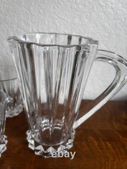 Rosenthal Germany Clear Lead Crystal Pitcher And 6 Double Old Fashioned Glasses