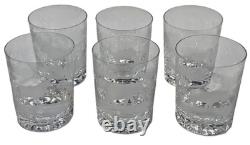 Rowland Ward Queens Lace African Safari Etched Double Old Fashioned Set Of 6