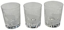 Rowland Ward Queens Lace African Safari Etched Double Old Fashioned Set Of 6