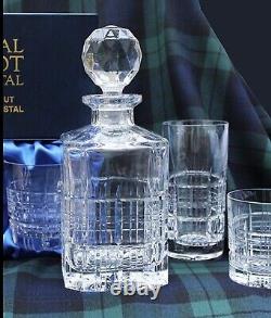 Royal Scot Crystal Double Old Fashioned Tumbler Glass Tartan Hand Cut Lead RARE