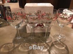Royal Worcester Holly Ribbons Highball Wine Flutes Double Old Fashioned Glasses