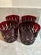 Ruby Red Ajka, Set Of 4 Arabella Double Old Fashioned Cut To Clear Lead Crystal