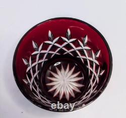 Ruby Red Ajka, Set Of 4 Arabella Double Old Fashioned Cut To Clear Lead Crystal