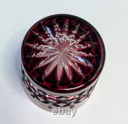 Ruby Red Ajka, Set Of 4 Arabella Double Old Fashioned Cut To Clear Lead Crystal