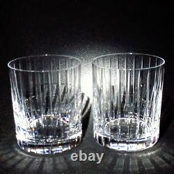 SASAKI ELLESSEE DOUBLE OLD FASHIONED GLASSES, Hand Cut Lead Crystal, 2PC SET