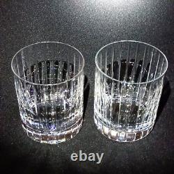 SASAKI ELLESSEE DOUBLE OLD FASHIONED GLASSES, Hand Cut Lead Crystal, 2PC SET