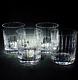 SASAKI ELLESSEE DOUBLE OLD FASHIONED GLASSES, Hand Cut Lead Crystal, Japan, 4PCS