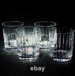 SASAKI ELLESSEE DOUBLE OLD FASHIONED GLASSES, Hand Cut Lead Crystal, Japan, 4PCS