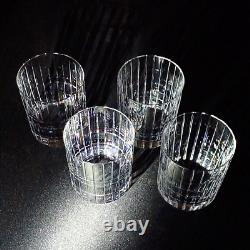 SASAKI ELLESSEE DOUBLE OLD FASHIONED GLASSES, Hand Cut Lead Crystal, Japan, 4PCS