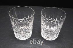 SET 2 Waterford Crystal Lismore DOF Double Old Fashioned Glasses Tumblers Pair