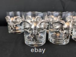 SET 8 Arthur Court Elephant Glasses Whisky Double Old Fashioned Tumblers