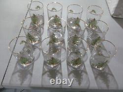 SET OF 12 Spode Christmas Tree Double Old Fashioned Glasses withGold Rim England