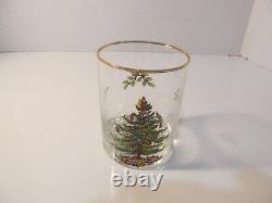 SET OF 12 Spode Christmas Tree Double Old Fashioned Glasses withGold Rim England