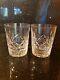 SET OF 2 WATERFORD Crystal LISMORE Double Old Fashioned Glasses Panel Base
