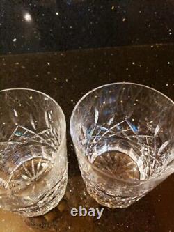 SET OF 2 WATERFORD Crystal LISMORE Double Old Fashioned Glasses Panel Base
