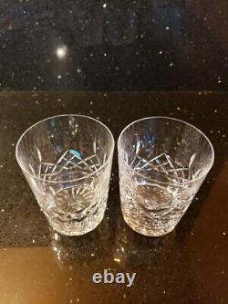 SET OF 2 WATERFORD Crystal LISMORE Double Old Fashioned Glasses Panel Base