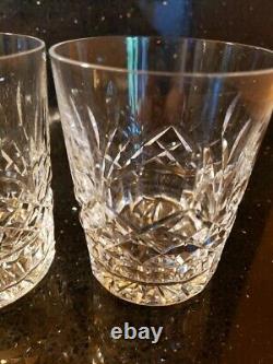 SET OF 2 WATERFORD Crystal LISMORE Double Old Fashioned Glasses Panel Base