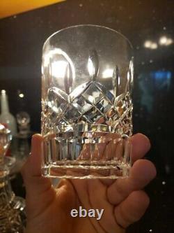 SET OF 2 WATERFORD Crystal LISMORE Double Old Fashioned Glasses Panel Base