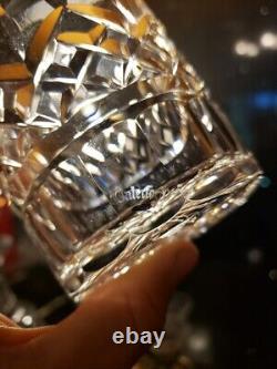 SET OF 2 WATERFORD Crystal LISMORE Double Old Fashioned Glasses Panel Base