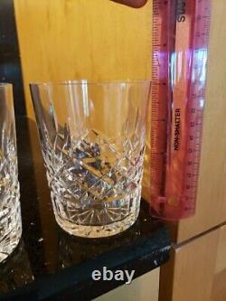 SET OF 2 WATERFORD Crystal LISMORE Double Old Fashioned Glasses Panel Base