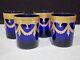 SET OF 4- Reims France Cobalt Blue Heavy Gold Trim Double Old Fashioned Glasses