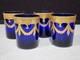 SET OF 4- Reims France Cobalt Blue Heavy Gold Trim Double Old Fashioned Glasses