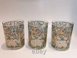 SET OF 6 Cera HUNT OF UNICORN RESTS IN A GARDEN Double Old-Fashioned Barware