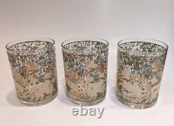 SET OF 6 Cera HUNT OF UNICORN RESTS IN A GARDEN Double Old-Fashioned Barware