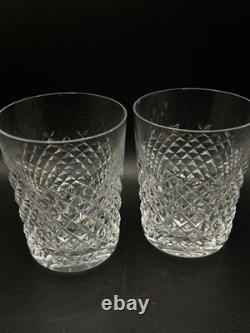 SET of 2 VTG WATERFORD Crystal ALANA Double Old Fashioned Glasses 4 3/8 Tumbler