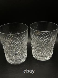 SET of 2 VTG WATERFORD Crystal ALANA Double Old Fashioned Glasses 4 3/8 Tumbler