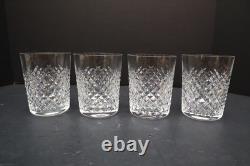 SET of 4 VTG WATERFORD Crystal ALANA Double Old Fashioned Glasses 4 3/8 Tumbler