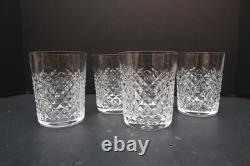 SET of 4 VTG WATERFORD Crystal ALANA Double Old Fashioned Glasses 4 3/8 Tumbler