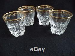 Saint Louis cut crystal Excellence 4 double old fashioned tumblers gold France