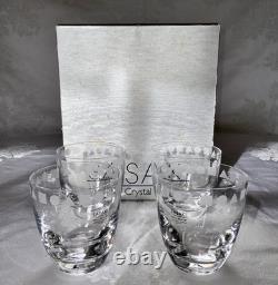 Sasaki Crystal Sengai Double Old Fashioned Whiskey Tumbler (4) Orig In Box Japan