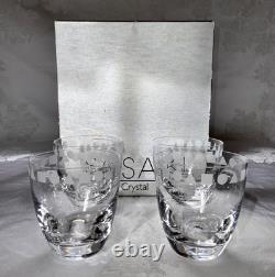 Sasaki Crystal Sengai Double Old Fashioned Whiskey Tumbler (4) Orig In Box Japan
