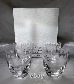 Sasaki Crystal Sengai Double Old Fashioned Whiskey Tumbler (4) Orig In Box Japan
