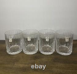 Sasaki Ellessee crystal double old fashioned rocks glasses set of 4 with labels