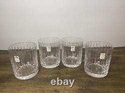 Sasaki Ellessee crystal double old fashioned rocks glasses set of 4 with labels