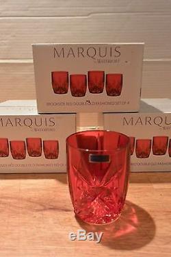 Set 12 RED Waterford Marquis Brookside DOF Double Old Fashioned Glasses NEW
